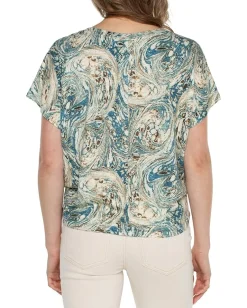 Women Liverpool Los Angeles Petite Crew Neck Dolman With Twisted Front Detail