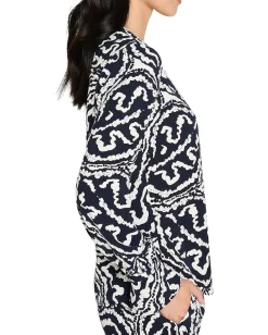 Women NIC+ZOE Petite Indigo Leaf Double Crepe Top