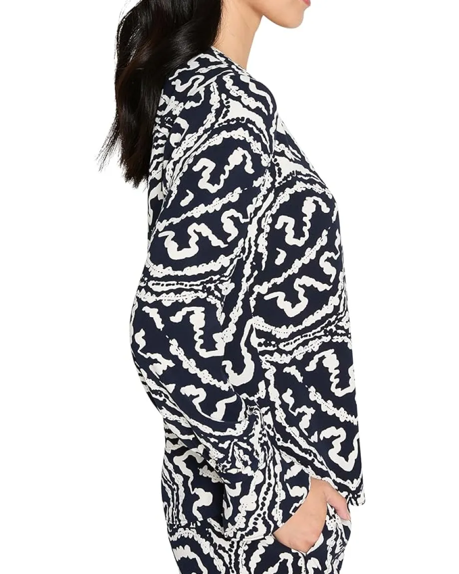 Women NIC+ZOE Petite Indigo Leaf Double Crepe Top