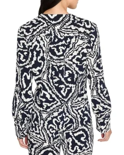 Women NIC+ZOE Petite Indigo Leaf Double Crepe Top