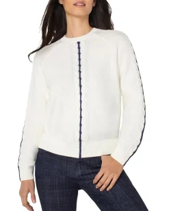 Women Liverpool Los Angeles Petite Long Sleeve Crew Neck Raglan Sweater