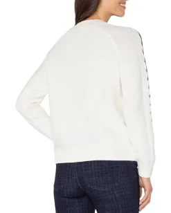 Women Liverpool Los Angeles Petite Long Sleeve Crew Neck Raglan Sweater