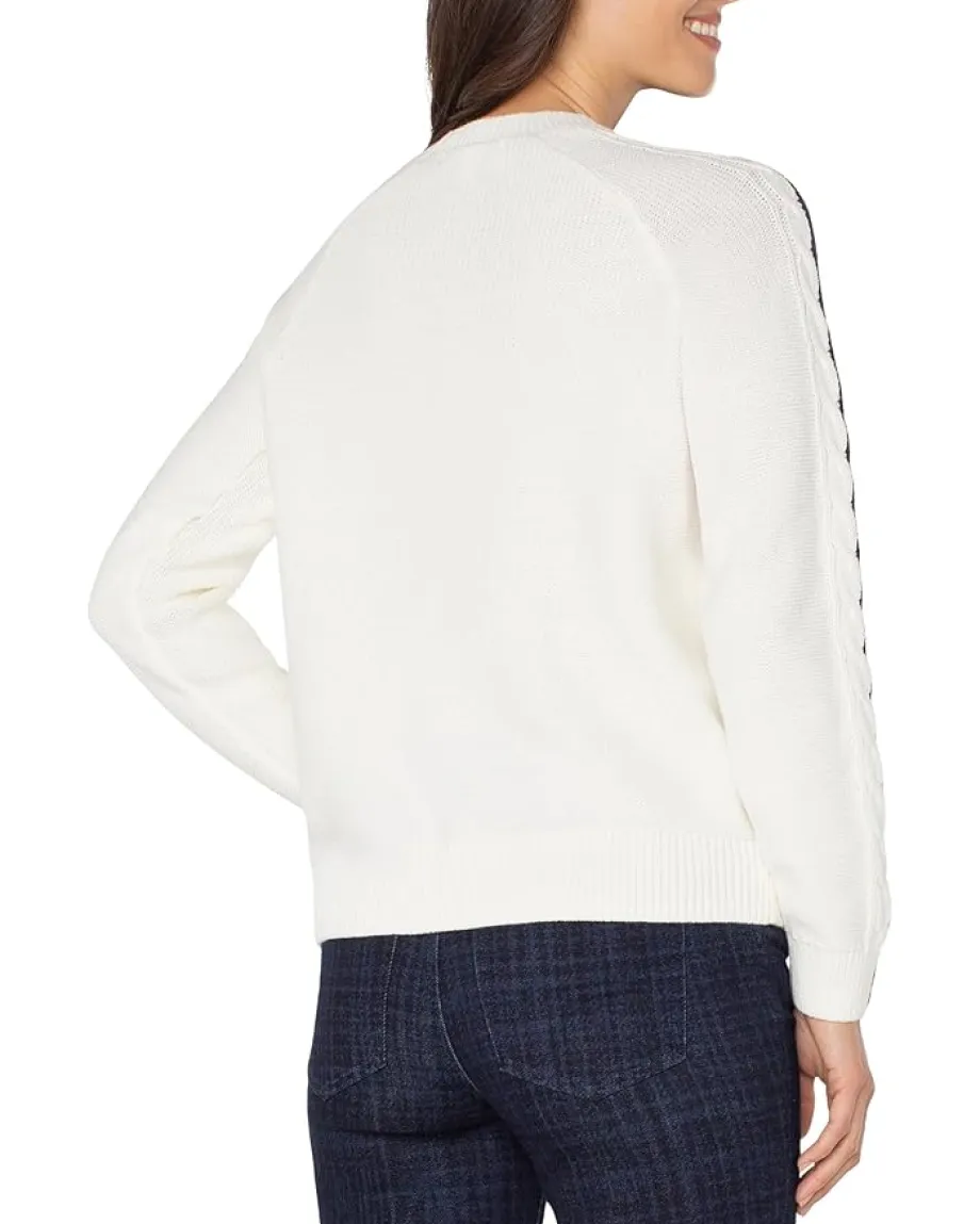 Women Liverpool Los Angeles Petite Long Sleeve Crew Neck Raglan Sweater