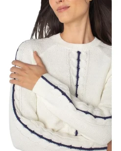 Women Liverpool Los Angeles Petite Long Sleeve Crew Neck Raglan Sweater