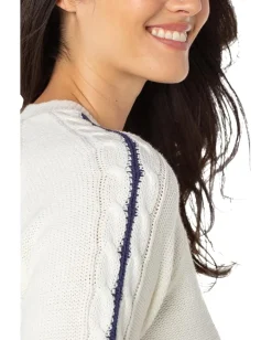 Women Liverpool Los Angeles Petite Long Sleeve Crew Neck Raglan Sweater