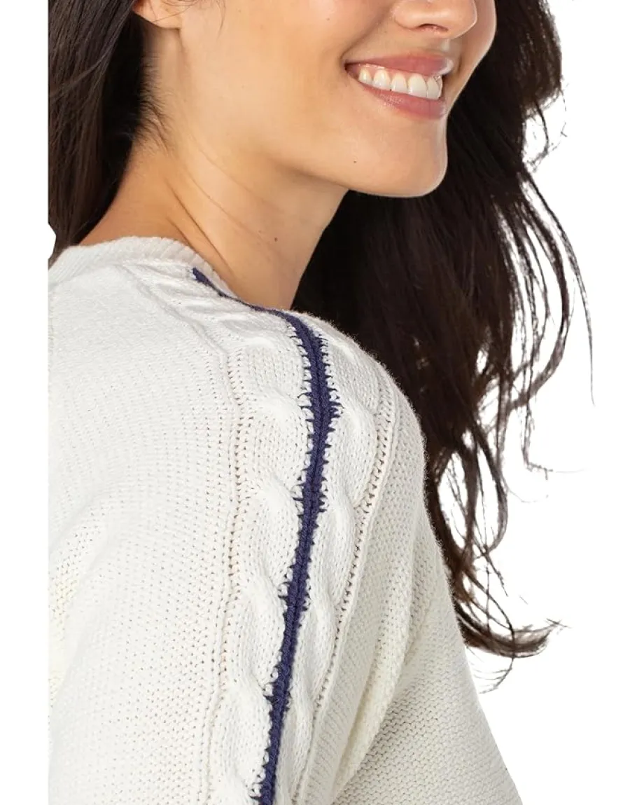 Women Liverpool Los Angeles Petite Long Sleeve Crew Neck Raglan Sweater