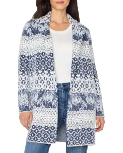 Women Liverpool Los Angeles Petite Long Sleeve Open Front Sweater Coat 32 3/4" HPS