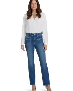 Women NYDJ Petite Marilyn Straight Utility Welt Pocket Jeans in