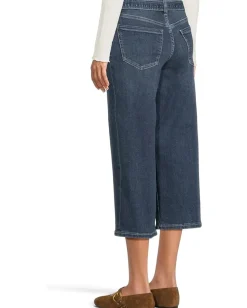 Women Liverpool Los Angeles Petite Mid-Rise Belted Crop Wide Leg Jeans 25