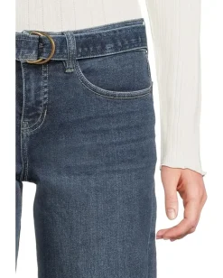 Women Liverpool Los Angeles Petite Mid-Rise Belted Crop Wide Leg Jeans 25