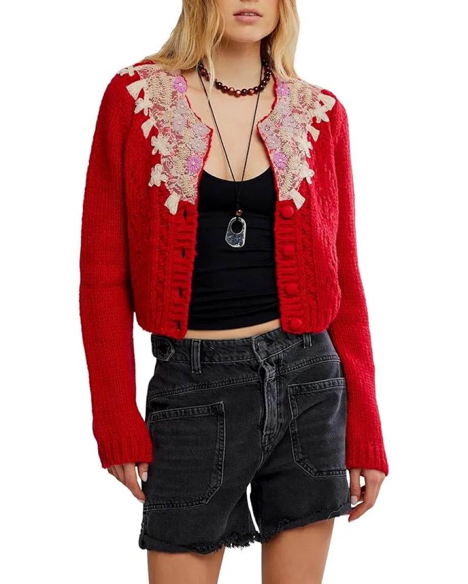 Free People Sweaters<Pixie Cardi Red