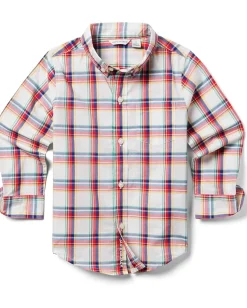 Janie and Jack Clothing<Plaid Poplin Shirt (Toddler/Little Kid/Big Kid) Multicolor