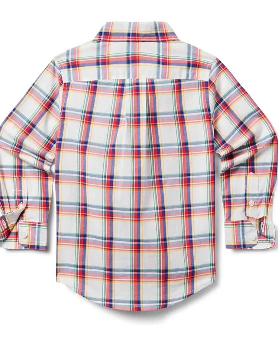 Janie and Jack Clothing<Plaid Poplin Shirt (Toddler/Little Kid/Big Kid) Multicolor