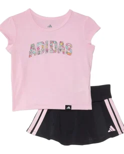 adidas Kids Clothing<Pleated Tee & Flounce Skort Set(Infant) Clear Pink