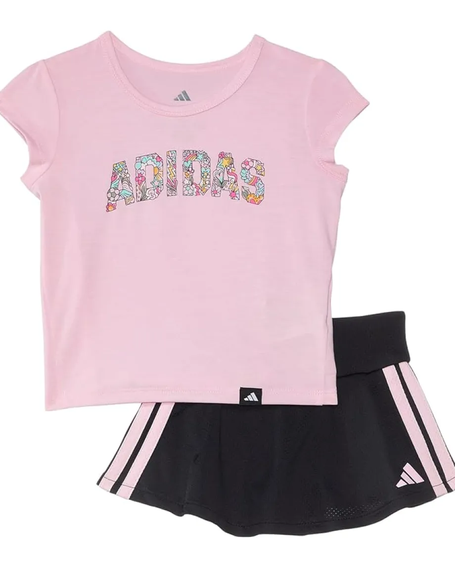 adidas Kids Clothing<Pleated Tee & Flounce Skort Set(Infant) Clear Pink