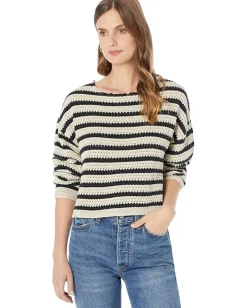 Lucky Brand Sweaters<Pointelle Stripe Sweater Black Peyote Stripe