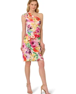 Women Adrianna Papell Print One Shoulder Dress