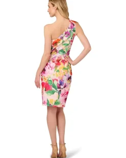 Women Adrianna Papell Print One Shoulder Dress