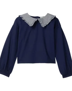 Janie and Jack Printed Collar Sweatshirt (Toddler/Little Kid/Big Kid) Navy Blue New