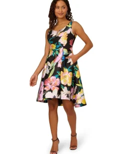 Women Adrianna Papell Printed Mikado Short Dress