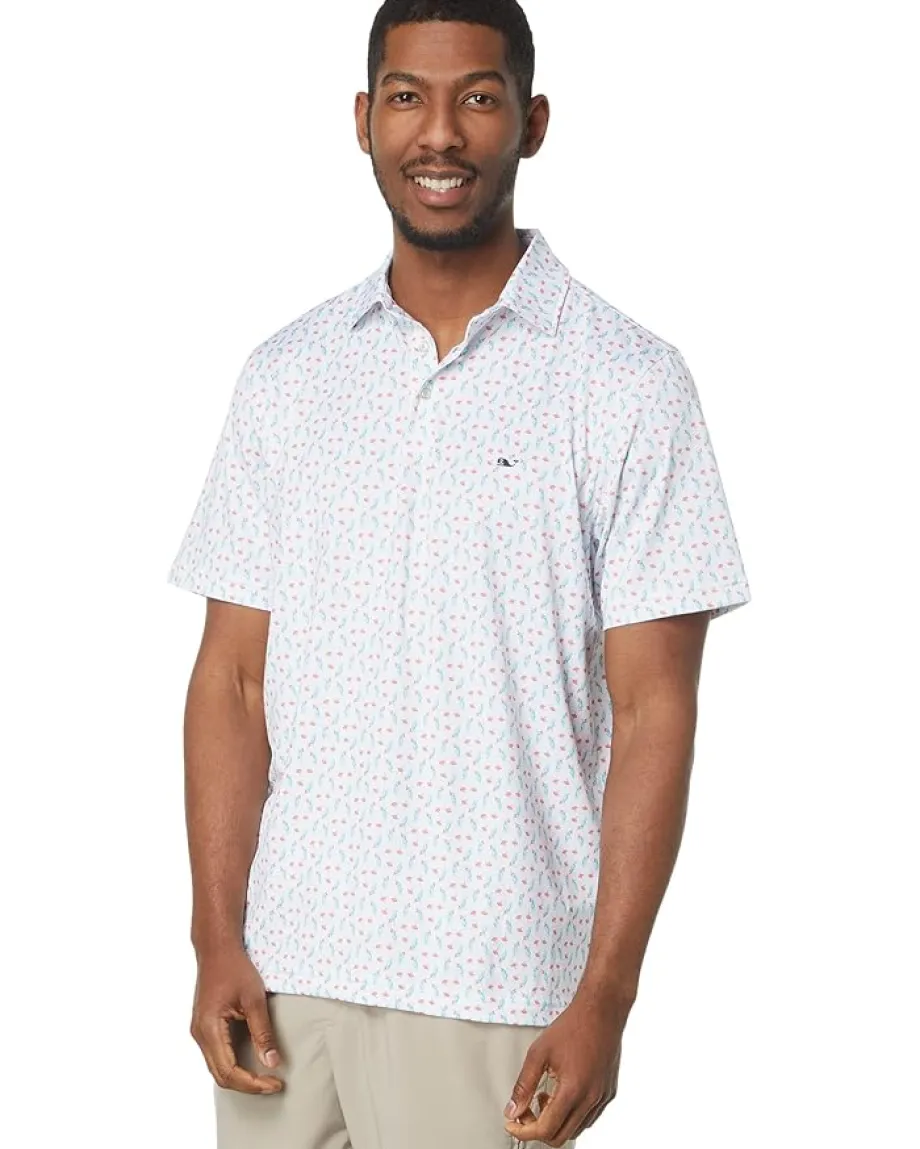 Vineyard Vines Printed Sankaty Polo Bahama/White Cap Discount