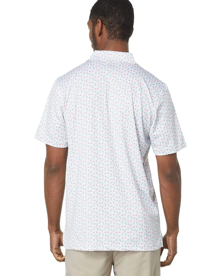 Vineyard Vines Printed Sankaty Polo Bahama/White Cap Discount