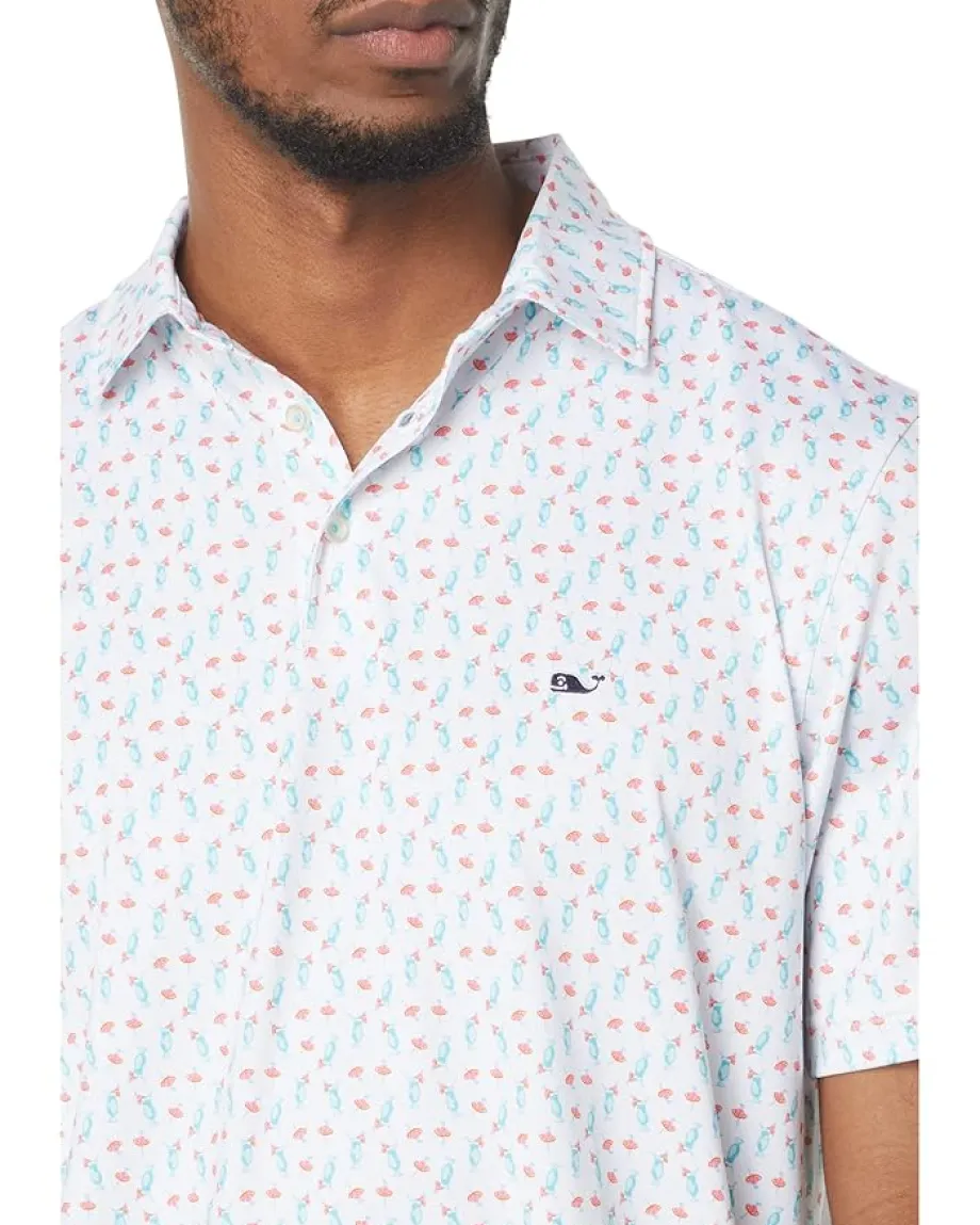 Vineyard Vines Printed Sankaty Polo Bahama/White Cap Discount