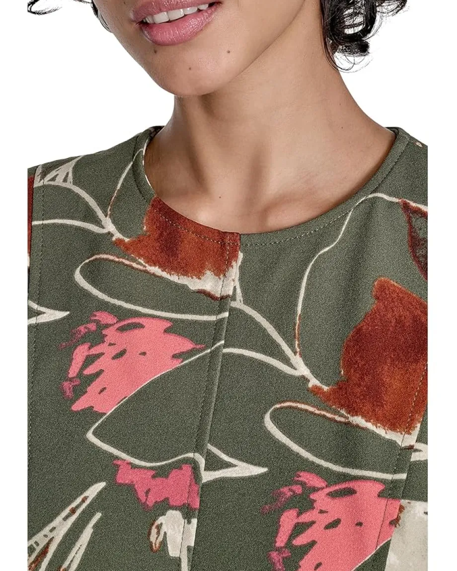 Women Calvin Klein Printed Scuba Crepe Belted Midi