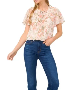 CeCe Raglan Flutter Sleeve Pleated Bow Blouse New Ivory Online