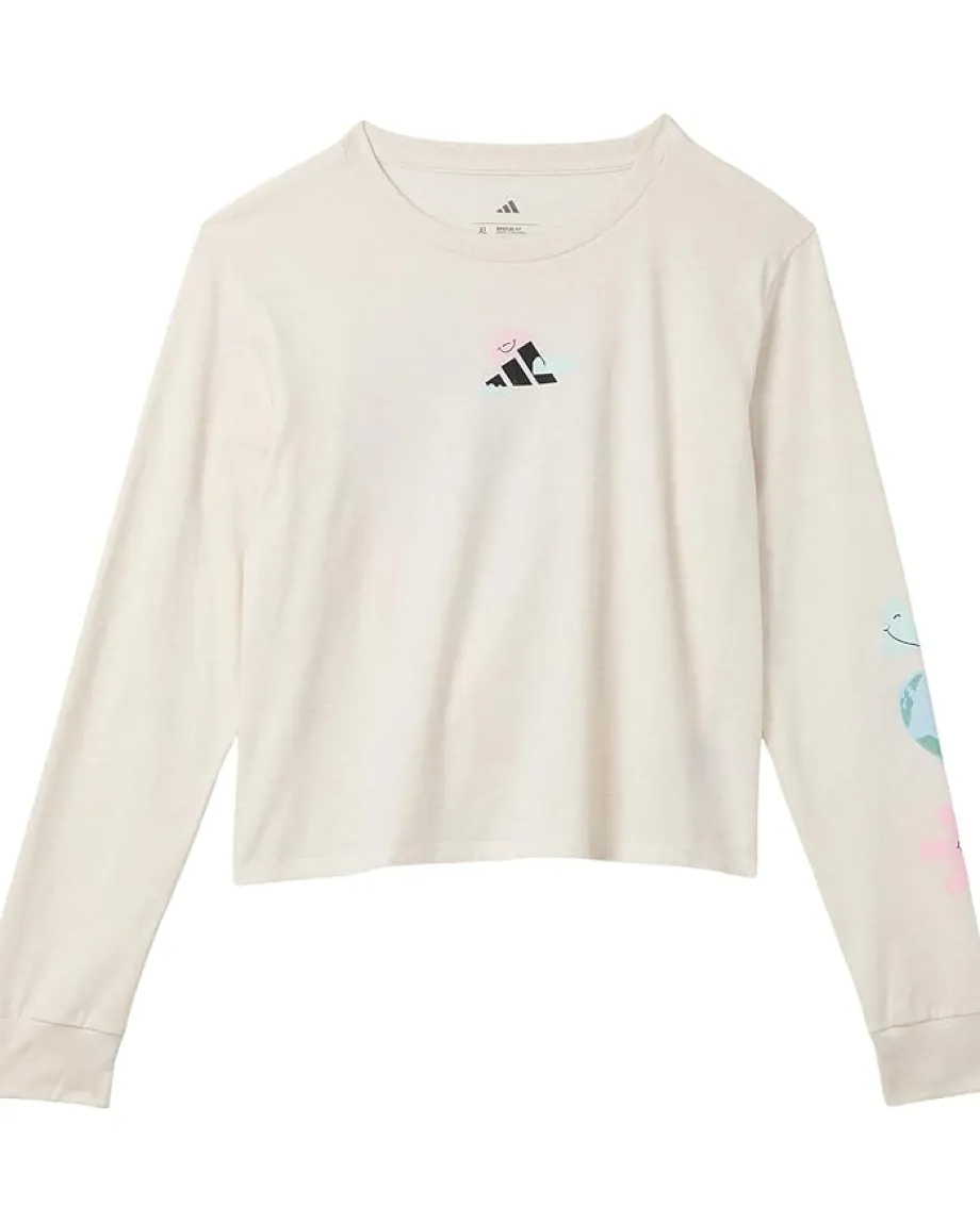 adidas Kids Clothing<Regular Fit Heather Tee (Big Kid) Oatmeal Heather