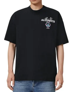 AllSaints Activewear|T-Shirts<Reincarnate Short Sleeve Crew Washed Black