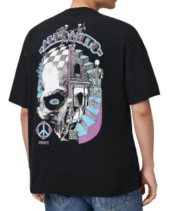 AllSaints Activewear|T-Shirts<Reincarnate Short Sleeve Crew Washed Black