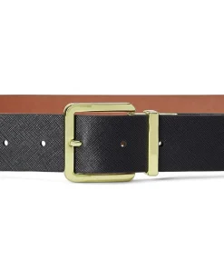 Women Lauren Ralph Lauren Reversible Crosshatch Leather Belt