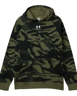 Clothing|Under Armour Kids Rival Fleece Printed Hoodie (Big Kids) Marine OD Green/White