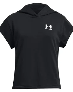 Clothing|Under Armour Kids Rival Terry Short Sleeve Hoodie (Big Kids) Black/White