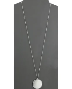 Jewelry|Jewelry|Vince Camuto Round Pendant Necklace 34" Light Rhodium/Crystal