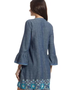 Johnny Was Dresses|Dresses<Ruffle Sleeve Dress - Kikio Denim Blue