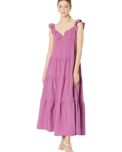 English Factory Dresses|Dresses<Ruffle Sleeve Maxi Dress Purple
