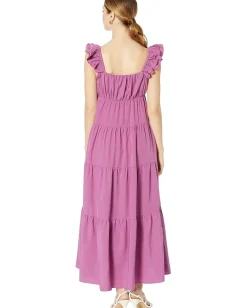 English Factory Dresses|Dresses<Ruffle Sleeve Maxi Dress Purple