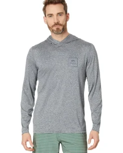 RVCA Long Sleeve Hooded Surf Tee Heather Grey New