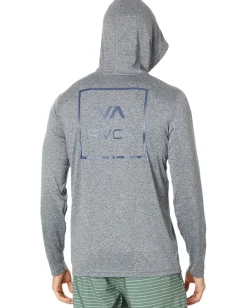 RVCA Long Sleeve Hooded Surf Tee Heather Grey New