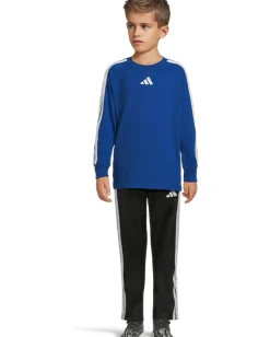 Clothing|adidas Kids 3S Raglan Cotton Tee & Pant Set (Toddler/Little Kid) Team Royal Blue