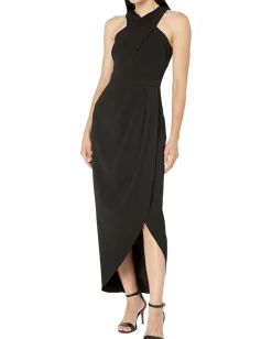 XSCAPE Dresses|Dresses<Scuba Crepe Halter Wrap Black