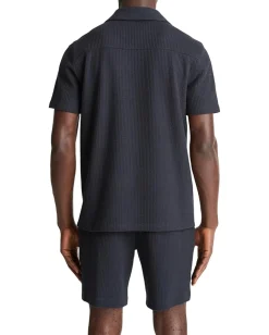 Vince Activewear<Seersucker Knit Short Sleeve Johnny Collar Coastal