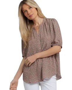Women NYDJ Short Puff Sleeved Popover Top
