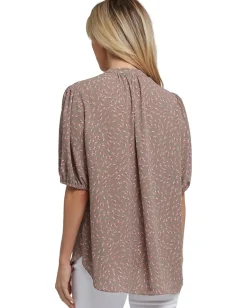 Women NYDJ Short Puff Sleeved Popover Top