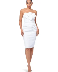 Betsy & Adam Dresses|Dresses<Short Scuba Crepe Flower White