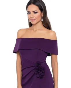 XSCAPE Short Scuba Off-the-Shoulder Side Flower Plum Outlet