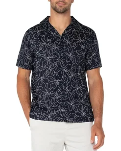 Activewear|Liverpool Los Angeles Short Sleeve Button Up Camp Shirt Navy/White