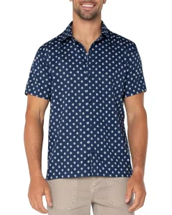 Activewear|Liverpool Los Angeles Short Sleeve Button Up Shirt Navy/Multi